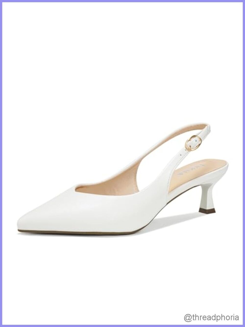 Women's Pointed Toe Kitten Heels, 2 Inch Slingback Pumps with Adjustable Strap
